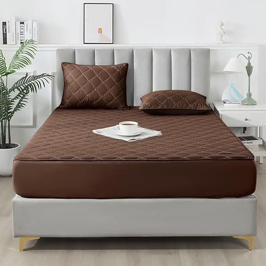 Premium Quilted Waterproof Mattress Protector – Brown