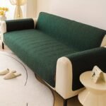 Elegant Quilted Sofa Cover – Dark Green