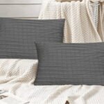 Premium Grey Ribbed Textured Pillow Covers – Pack of 2