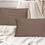 Premium Light Brown Ribbed Textured Pillow Covers – Pack of 2