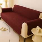 Elegant Quilted Sofa Cover – Maroon