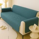 Elegant Quilted Sofa Cover – Teal Blue