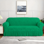 Elegant Leaf Pattern Stretch Sofa Cover-Peacock Green