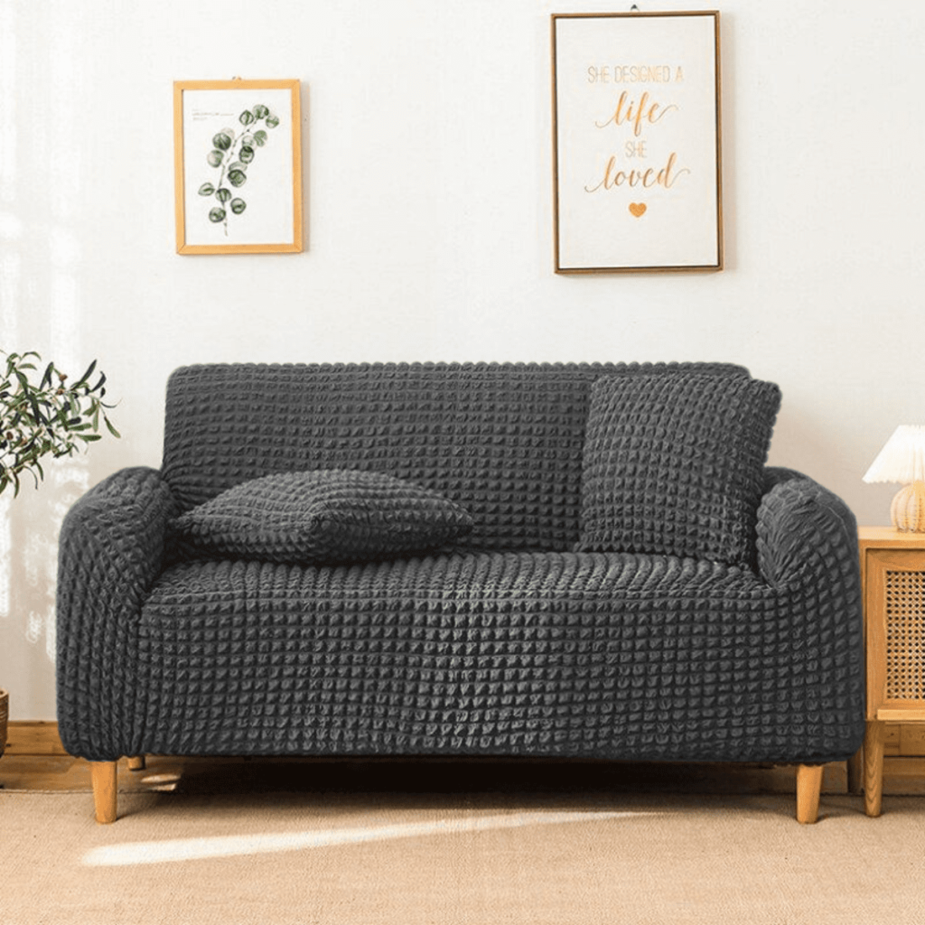 Premium Bubble Stretch Sofa Cover – Charcoal Grey