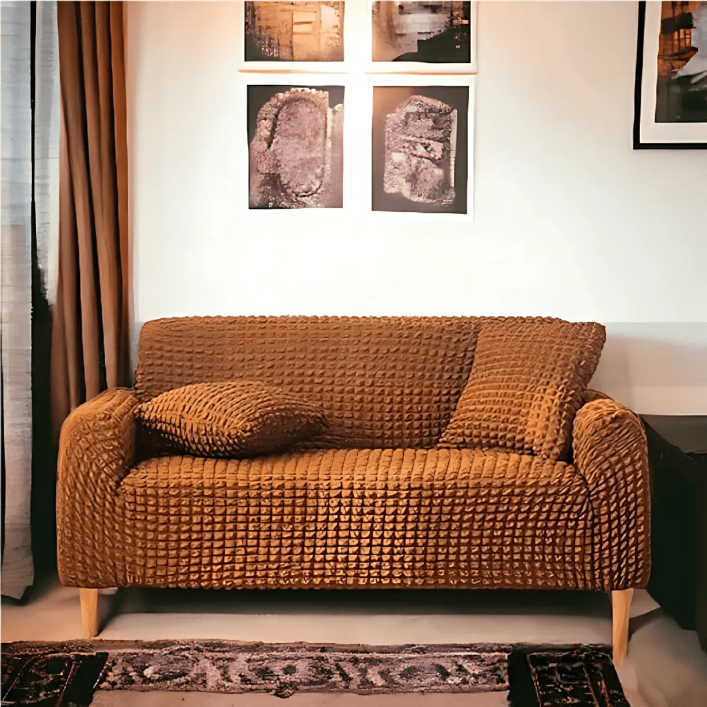 Premium Bubble Stretch Sofa Cover Copper