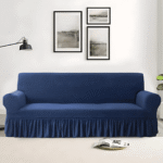 Elegant Jersey Cotton Sofa Cover – Navy Blue