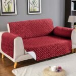 Elegant Quilted Sofa Cover – Redish Maroon