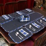 Grey Stripe Dining Table Mat Set – 6 Seater