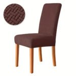 Flexible Fitted Dining Chair Cover Brown
