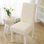 Flexible Fitted Dining Chair Cover Light Beige