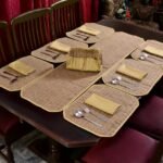 Light Brown Stripe Dining Table Mat Set – 6 Seater