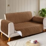 Elegant Quilted Sofa Cover – Light Brown