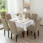 Fitted Beige Dining Chair Cover