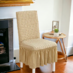 Elegant Camal Bubble Frill Style Stretch Chair Cover