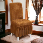 Elegant Copper Bubble Frill Style Stretch Chair Cover
