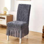 Zebra Stripe Velvet Dining Chair Cover Grey