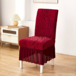 Zebra Stripe Velvet Dining Chair Cover Maroon