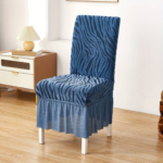 Zebra Stripe Velvet Dining Chair Cover Navy Blue