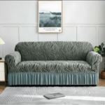 Elegant Leaf Pattern Stretch Sofa Cover - Grey
