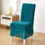 Zebra Stripe Velvet Dining Chair Cover Teal