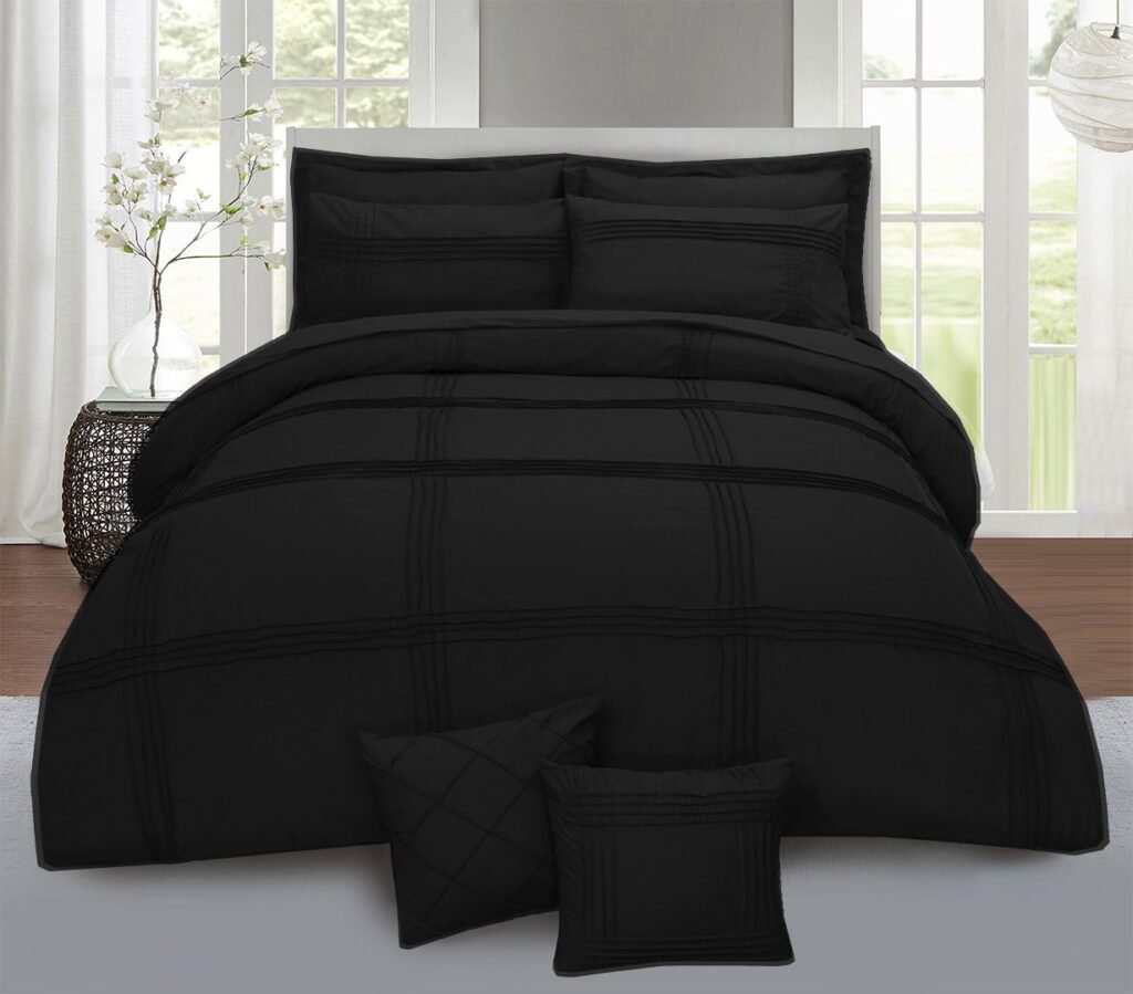 Premium 8-Piece Pleated Duvet Cover Set – Black
