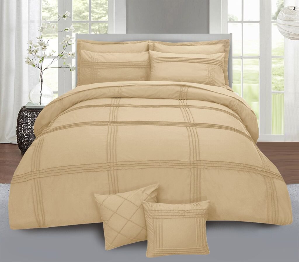 Premium 8-Piece Pleated Duvet Cover Set – Beige
