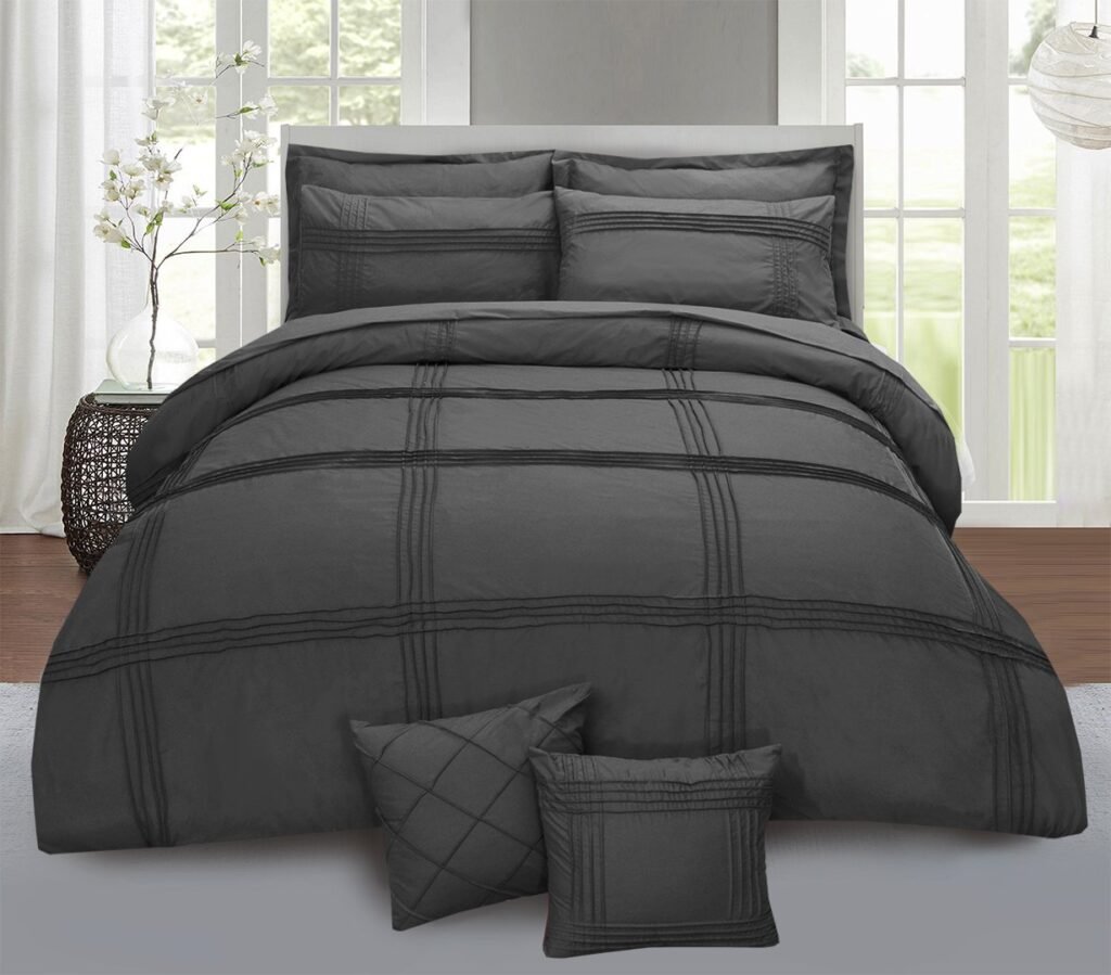 Premium 8-Piece Pleated Duvet Cover Set – Grey
