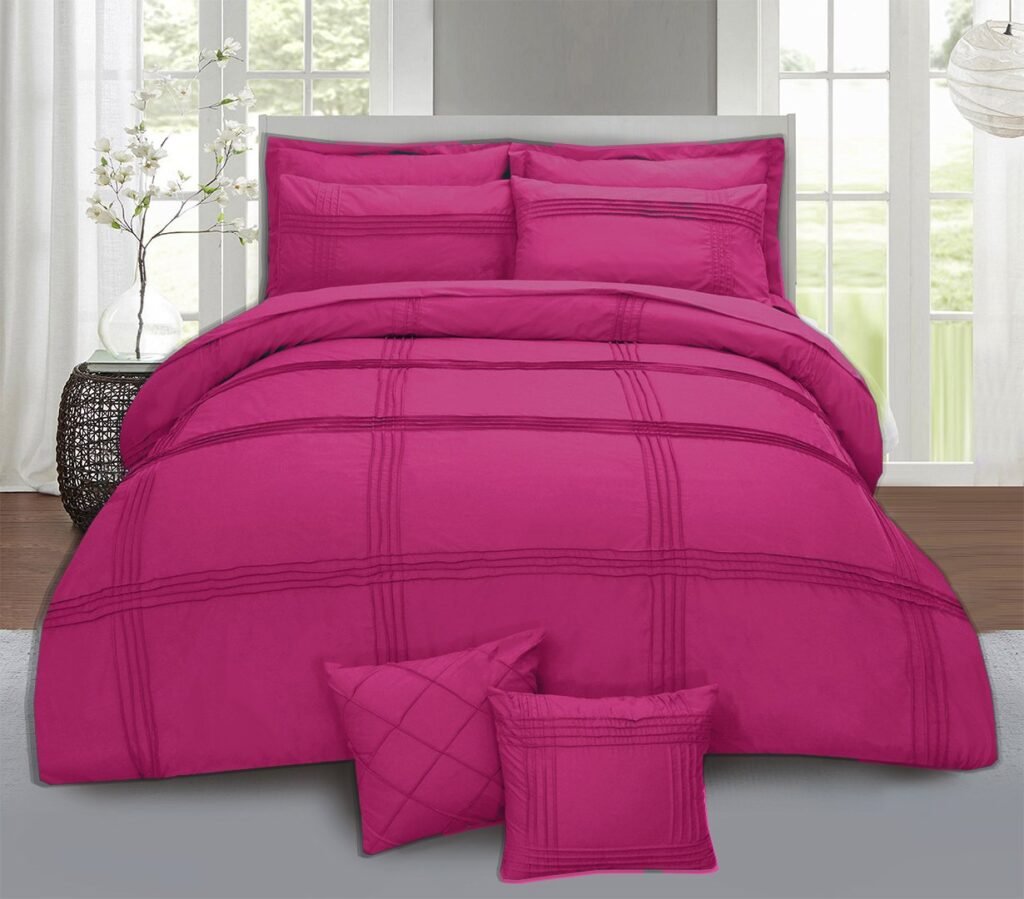 Premium 8-Piece Pleated Duvet Cover Set – Pink