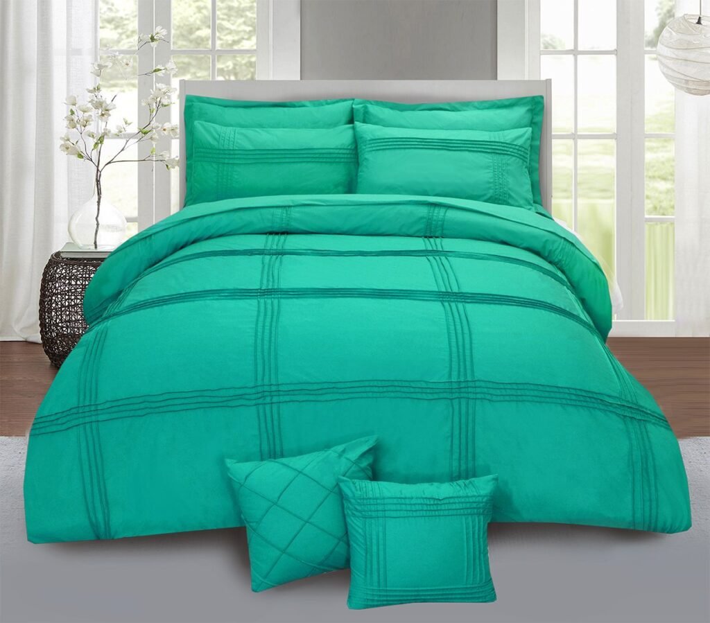 Premium 8-Piece Pleated Duvet Cover Set – Sea Green