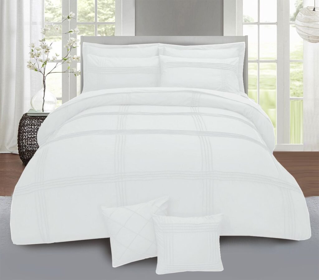 Premium 8-Piece Pleated Duvet Cover Set - White