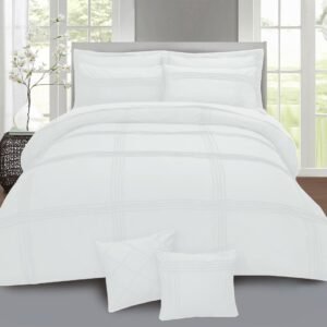8Pcs Pleated Duvet Cover Set White