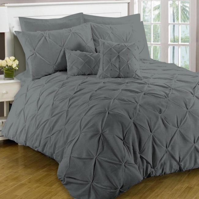 8-Piece Diamond Duvet Cover Set – Charcoal Grey