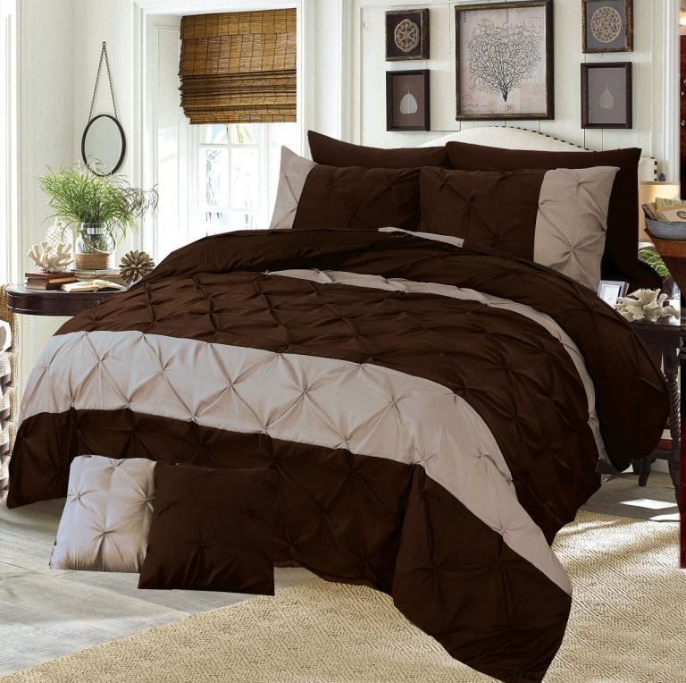 8-Piece Diamond Duvet Cover Set – Brown & Beige