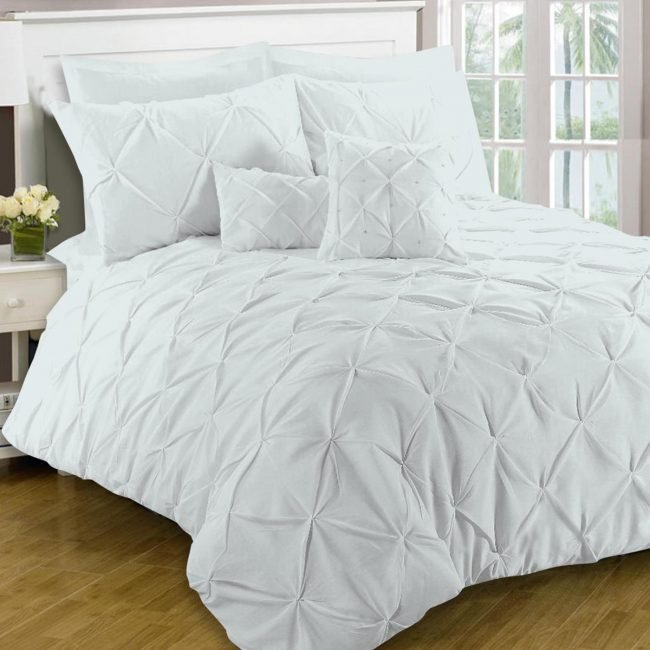 8-Piece Diamond Duvet Cover Set – White