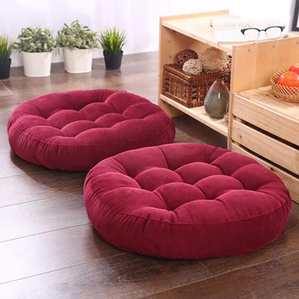Maroon Round Floor Cushion – Soft & Comfortable Home Seating
