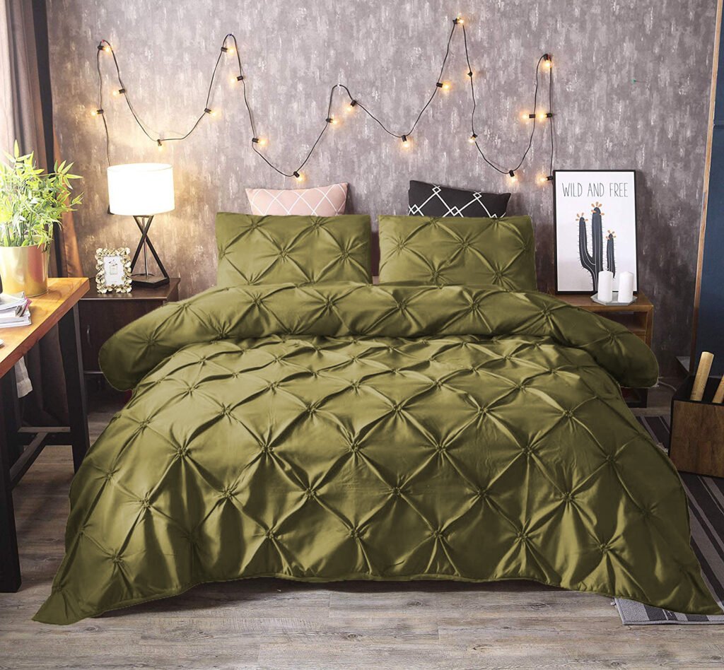 8-Piece Diamond Duvet Cover Set – Olive Green