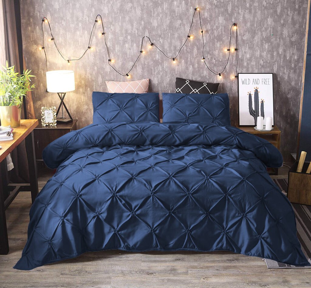 8-Piece Diamond Duvet Cover Set – Navy Blue
