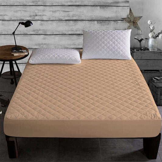 Premium Quilted Waterproof Mattress Protector – Beige