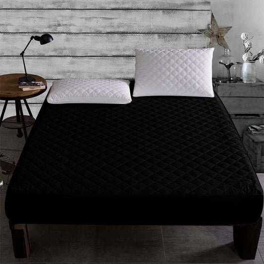 Premium Quilted Waterproof Mattress Protector – Black