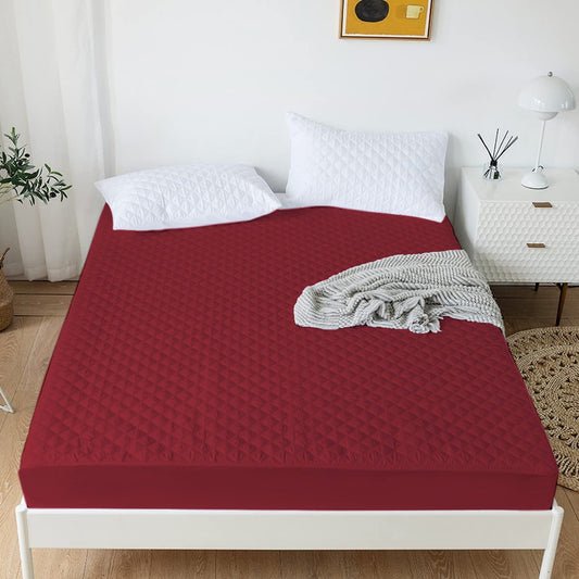 Premium Quilted Waterproof Mattress Protector – Burgundy
