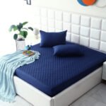 Premium Quilted Waterproof Mattress Protector – Navy Blue