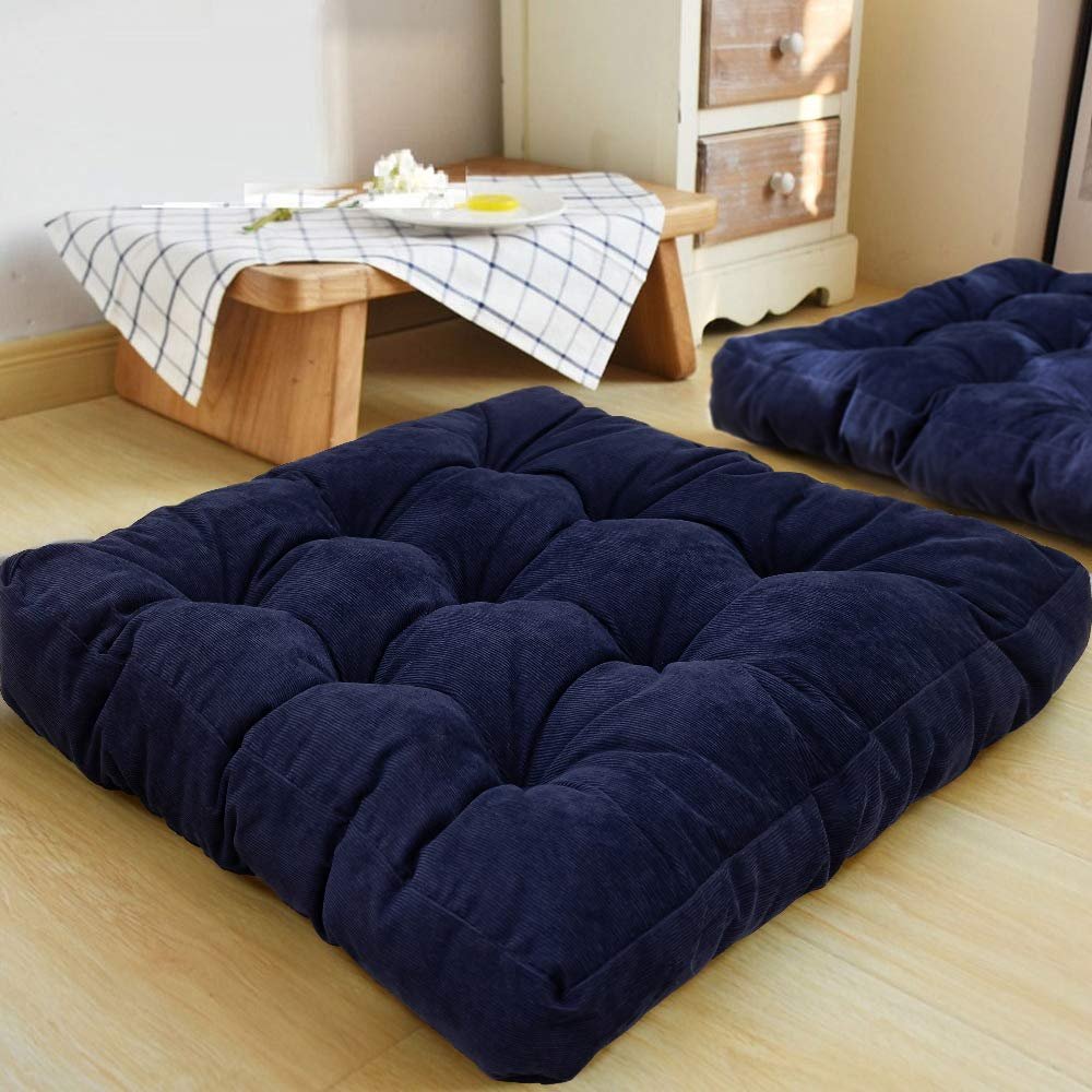 Navy Blue Square Floor Cushion – Soft & Comfortable Home Seating