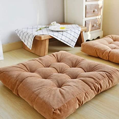 Camel Brown Square Floor Cushion – Soft & Comfortable Home Seating